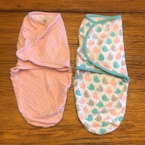 SwaddleMe Original Swaddle – Small/Medium 0-3 Months, 2-Pack (Pink Polka Whale)